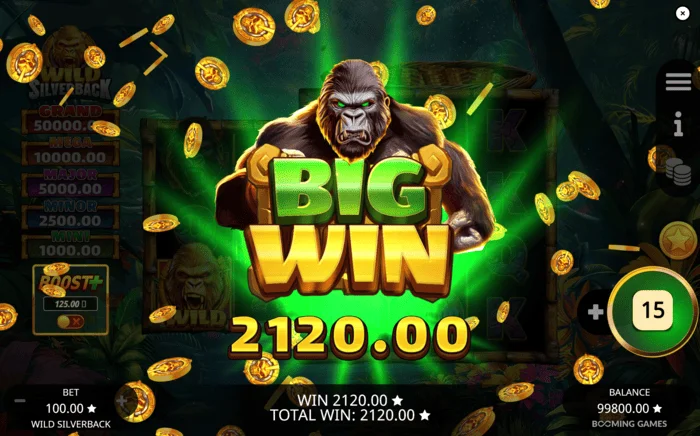 Wild Silverback – liels laimests ar uzkrātajām monētām